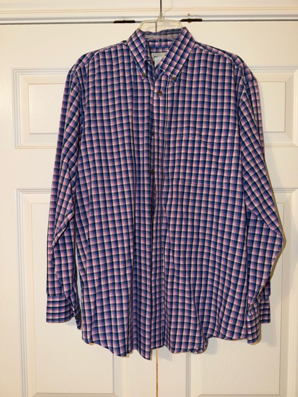Wrangler Riata Men's Plaid Button-Down Shirt - Blue & Pink